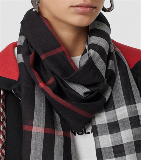 burberry check silk scarf.